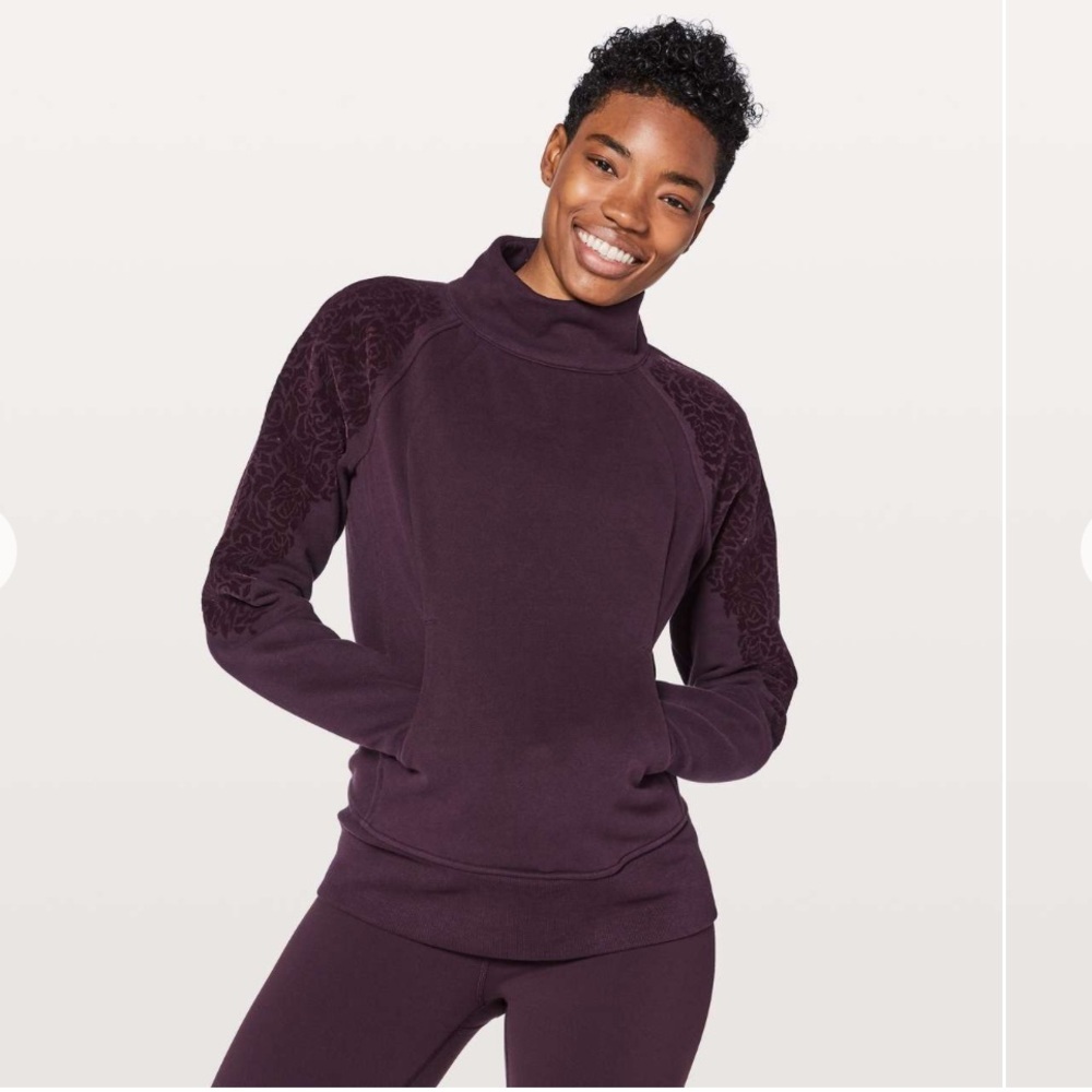 Lululemon Sz 4 Floral Flock Pullover Black Cherry Crushed Velvet